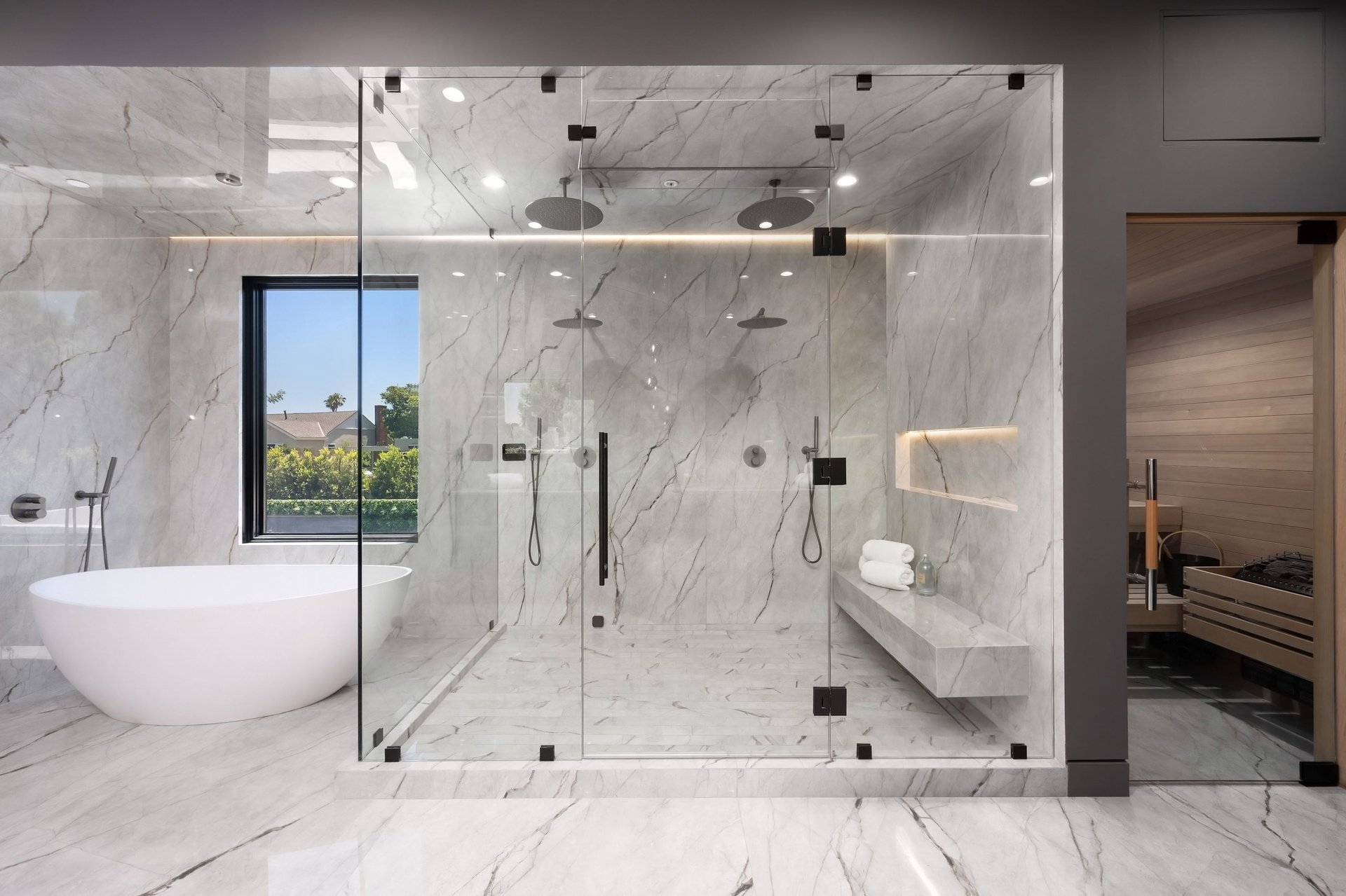Luxury modern bathroom with glass shower
